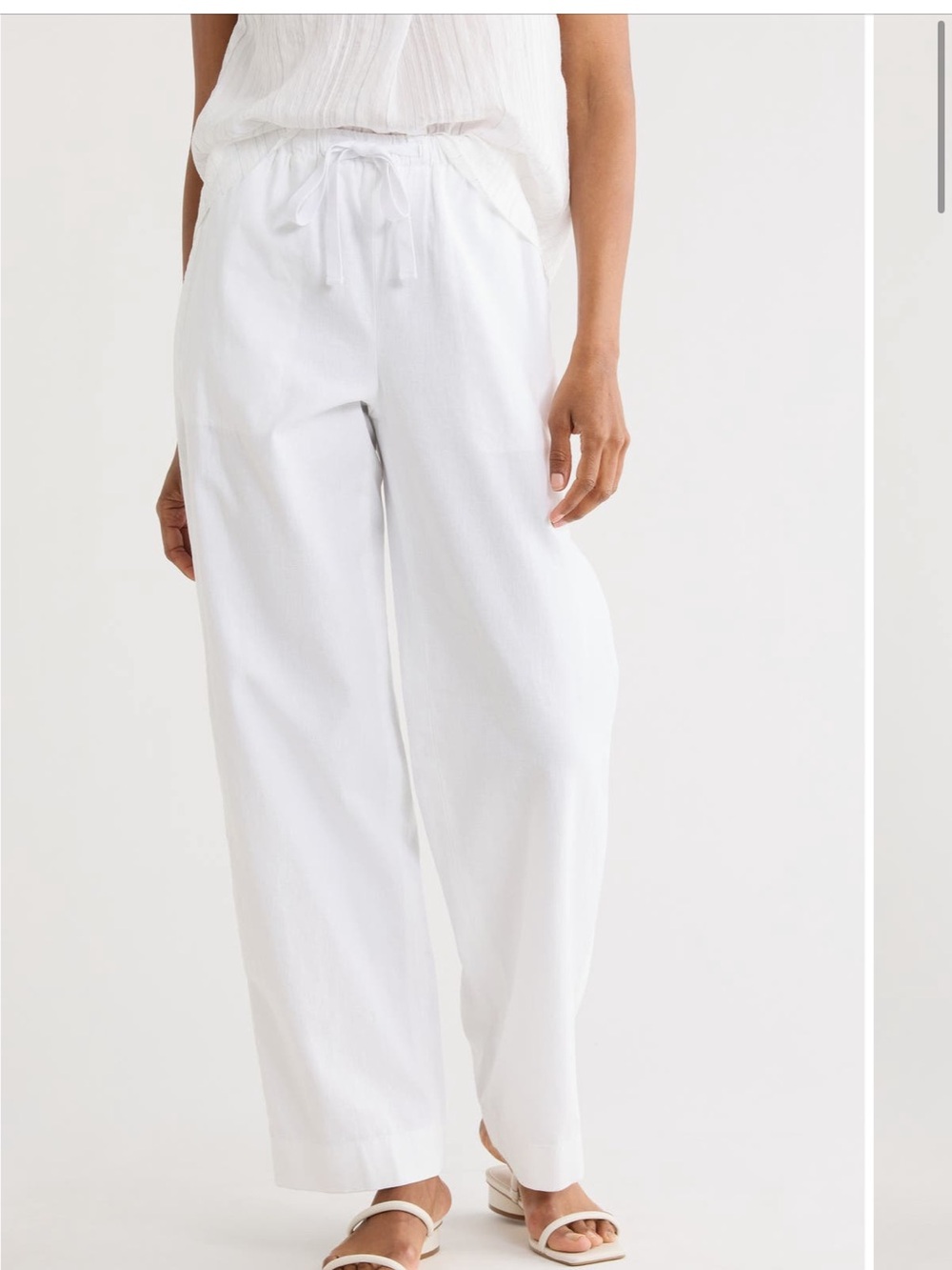 Vince Relaxed Drawstring Wide-Leg Pants in White